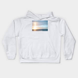 Abstract beach scene at sunrise Kids Hoodie